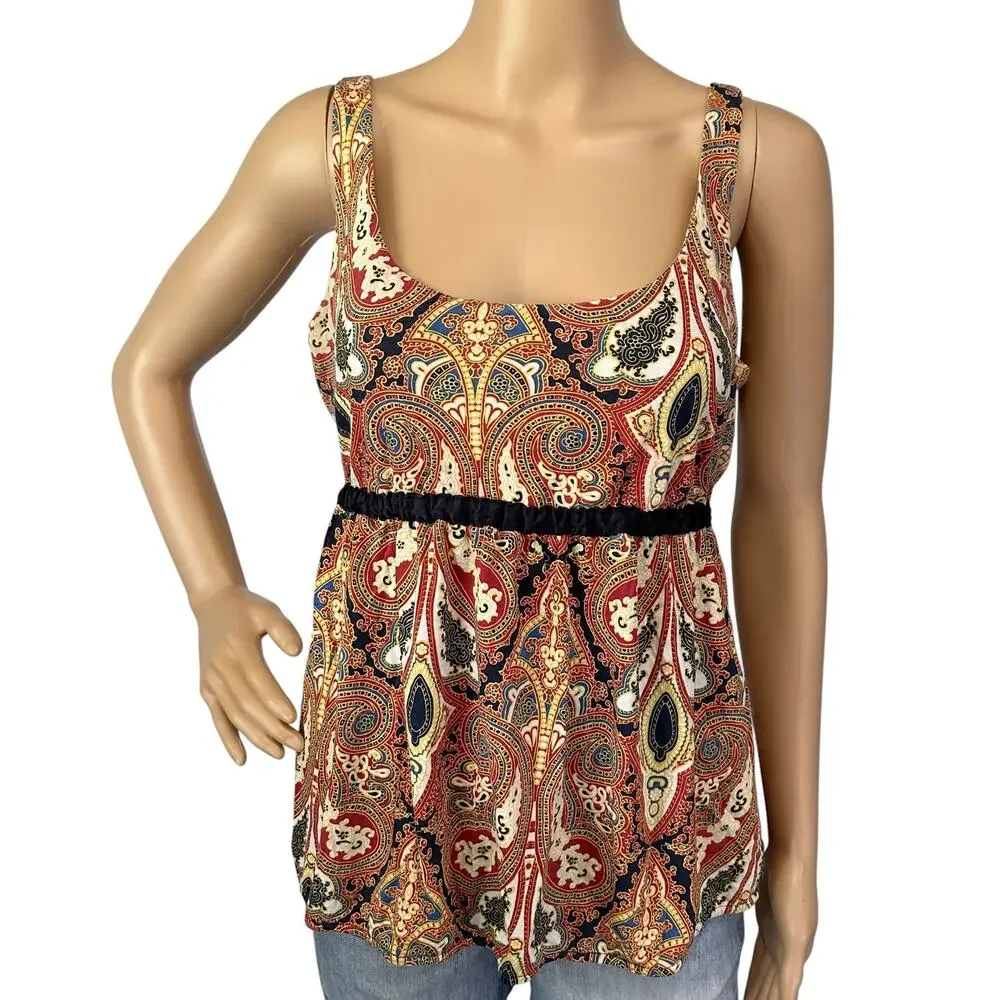 J. Crew Cotton Paisley Empire Peplum Top 97140 Size L